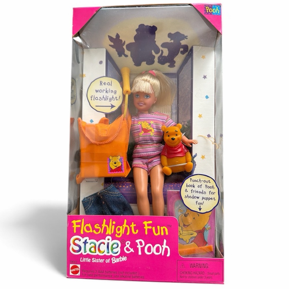 NIB Flashlight Fun Stacie & Pooh Barbie Set